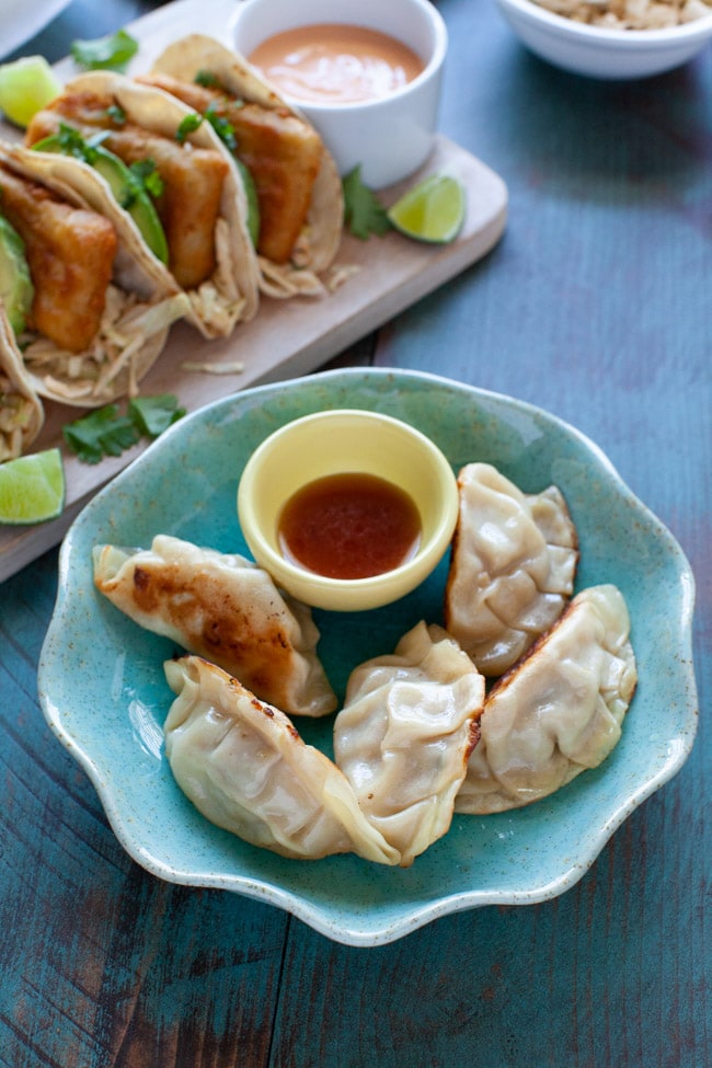 Asian Fish Tacos with Pork Dumplings from thelittlekitchen.net Asian Fish Tacos with Pork Dumplings from thelittlekitchen.net