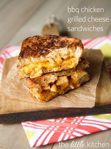 BBQ Chicken Grilled Cheese Sandwiches from The Little Kitchen BBQ Chicken Grilled Cheese Sandwiches vert