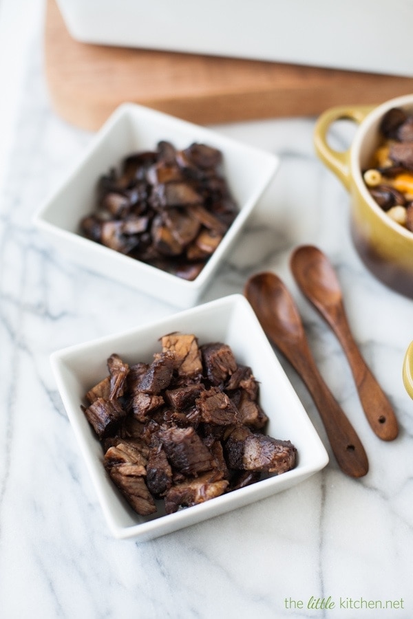 Beef Short Rib & Mushroom Mac & Cheese from The Little Kitchen Beef Short Rib & Mushroom Mac & Cheese