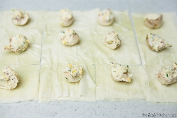 Cheddar, Blue Cheese and Bacon Stuffed Phyllo Mushroom Appetizers from thelittlekitchen.net Cheddar, Blue Cheese and Bacon Stuffed Phyllo Mushroom Appetizers from thelittlekitchen.net