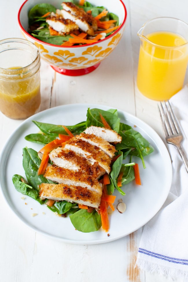 Chicken Spinach Salad with Orange-Ginger Dressing from thelittlekitchen.net Chicken Spinach Salad with Orange-Ginger Dressing from thelittlekitchen.net