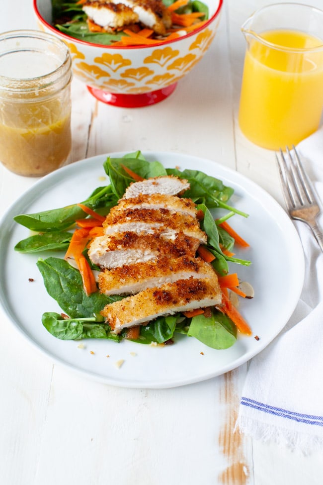 Chicken Spinach Salad with Orange-Ginger Dressing from thelittlekitchen.net Chicken Spinach Salad with Orange-Ginger Dressing from thelittlekitchen.net