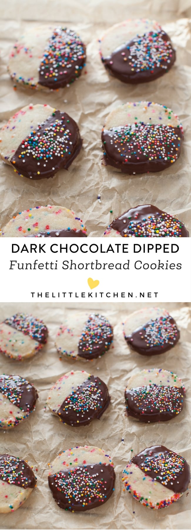 Dark Chocolate Dipped Funfetti Shortbread Cookies from thelittlekitchen.net Dark Chocolate Dipped Funfetti Shortbread Cookies from thelittlekitchen.net