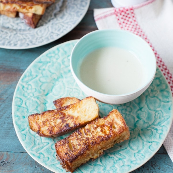 So easy to make and these are such a treat! French Toast Sticks with Maple Butter Dipping Sauce from The Little Kitchen thelittlekitchen.net So easy to make and these are such a treat! French Toast Sticks with Maple Butter Dipping Sauce from The Little Kitchen thelittlekitchen.net