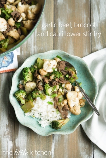 Garlic Beef Broccoli Cauliflower Stir Fry from The Little Kitchen