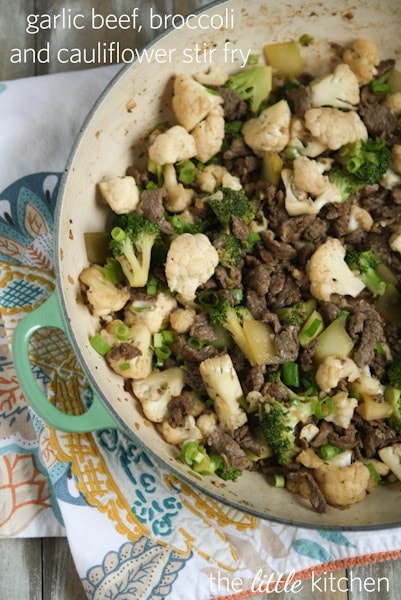 Garlic Beef Broccoli Cauliflower Stir Fry from The Little Kitchen