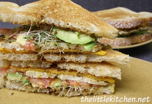 Cheese, Tomato and Tofu Sandwich with Avocados