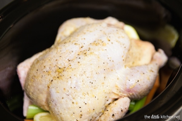Lemon Pepper Roast Chicken in a Slow Cooker from The Little Kitchen Lemon Pepper Roast Chicken in a Slow Cooker