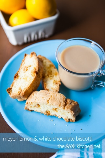 Meyer Lemon and White Chocolate Biscotti from The Little Kitchen
