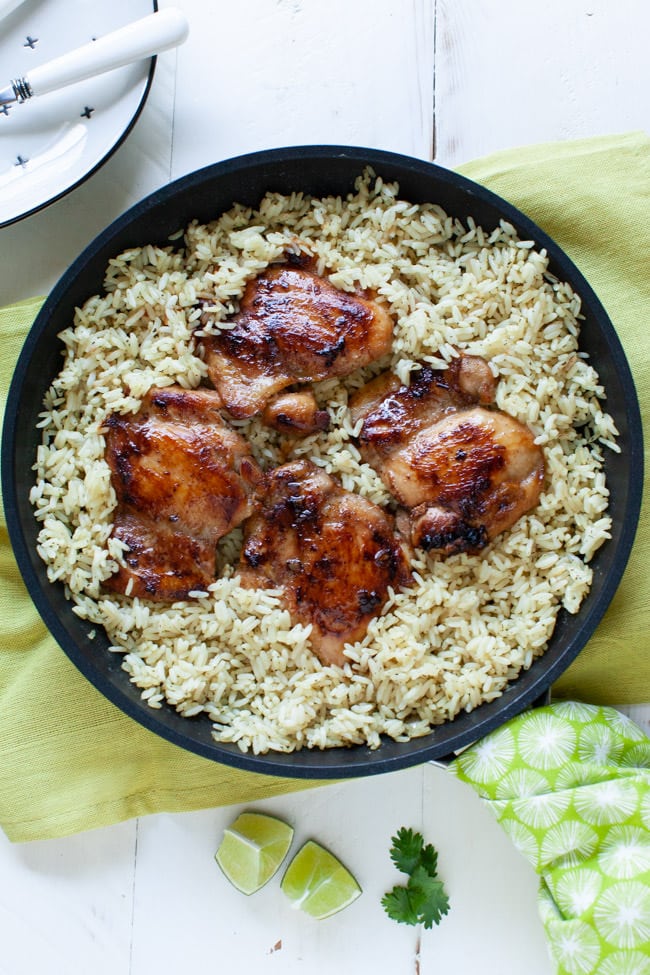 One Pot Soy-Glazed Chicken with Cilantro Lime Rice from thelittlekitchen.net One Pot Soy-Glazed Chicken with Cilantro Lime Rice from thelittlekitchen.net