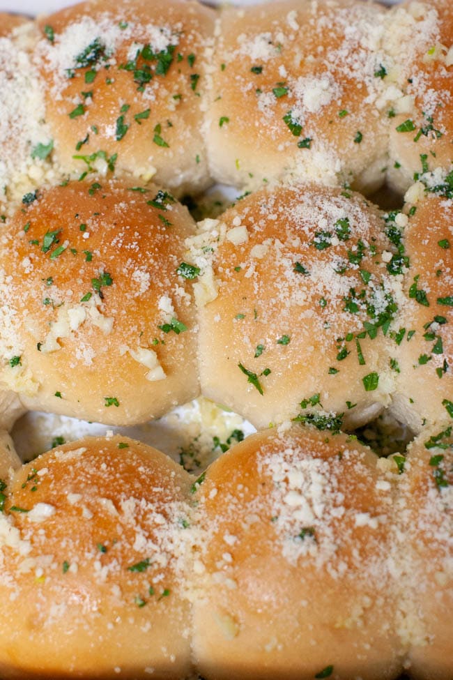 Parmesan Garlic Rolls from thelittlekitchen.net garlic rolls in a baking dish