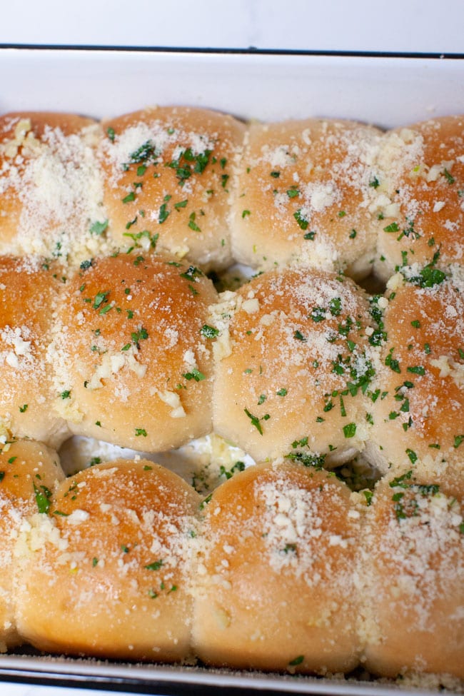 Garlic Rolls from thelittlekitchen.net parmesan garlic rolls in a baking dish