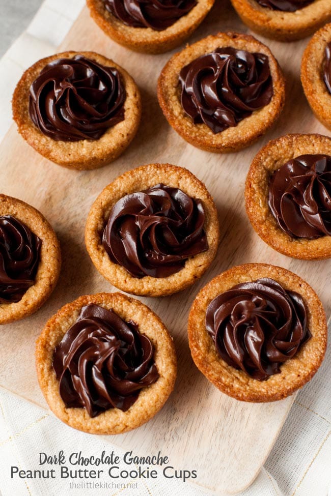 Peanut Butter Cookie Cups with Dark Chocolate Ganache from thelittlekitchen.net Peanut Butter Cookie Cups with Dark Chocolate Ganache from thelittlekitchen.net