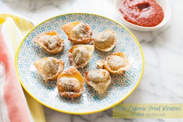 Pesto Caprese Fried Wontons from thelittlekitchen.net Pesto Caprese Fried Wontons from thelittlekitchen.net