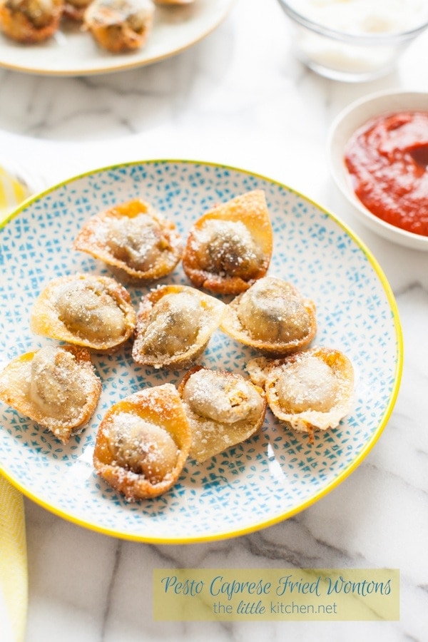 Pesto Caprese Fried Wontons from thelittlekitchen.net Pesto Caprese Fried Wontons from thelittlekitchen.net