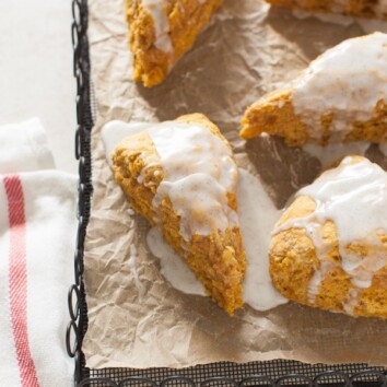 Pumpkin Obsessed Vanilla-Glazed Scones from thelittlekitchen.net
