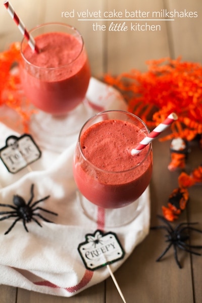 Red Velvet Cake Batter Milkshakes from The Little Kitchen