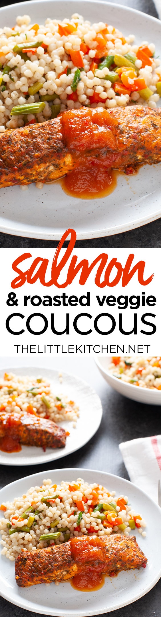 Salmon with Roasted Vegetable Couscous from thelittlekitchen.net Salmon with Roasted Vegetable Couscous from thelittlekitchen.net