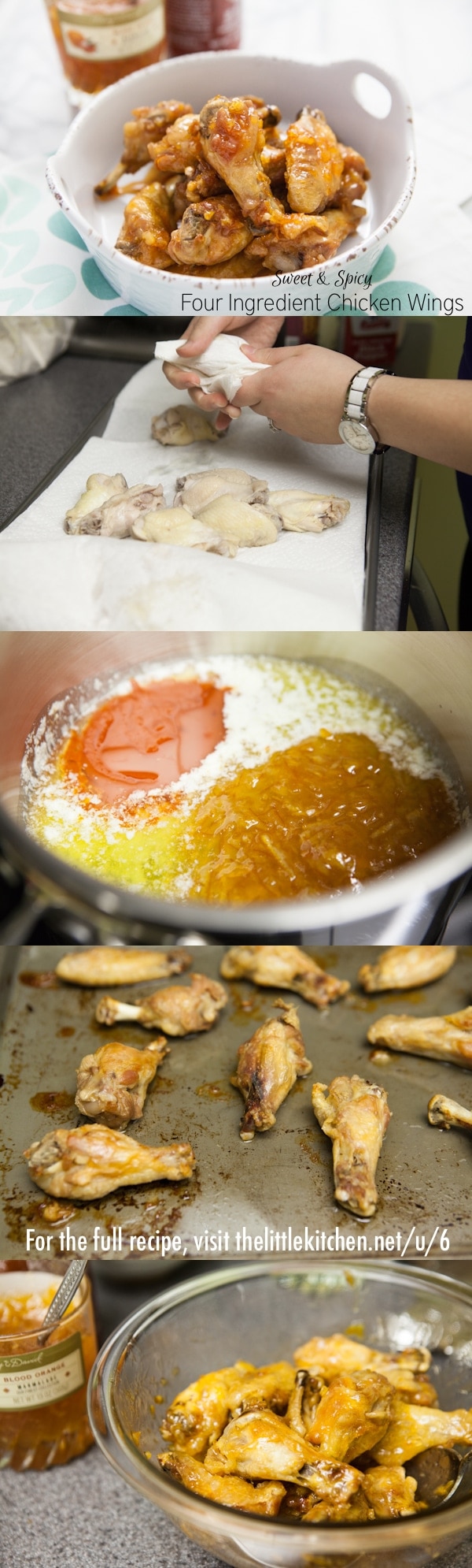 {so easy and they taste amazing!} Sweet and Spicy Four Ingredient Chicken Wings from thelittlekitchen.net {so easy and they taste amazing!} Sweet and Spicy Four Ingredient Chicken Wings from thelittlekitchen.net