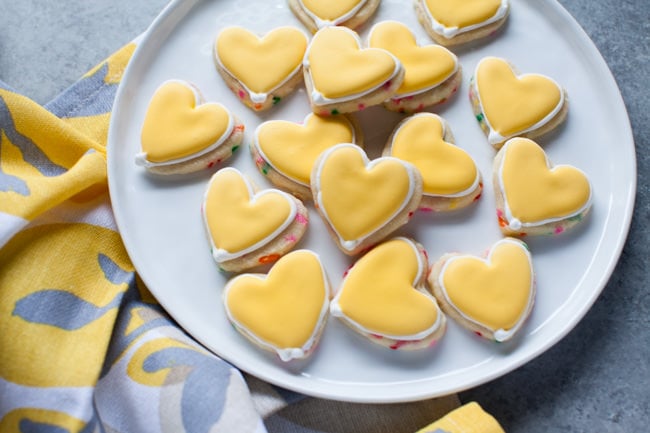 Yellow Heart-Shaped Rainbow Funfetti Cookies from thelittlekitchen.net Yellow Heart-Shaped Rainbow Funfetti Cookies from thelittlekitchen.net