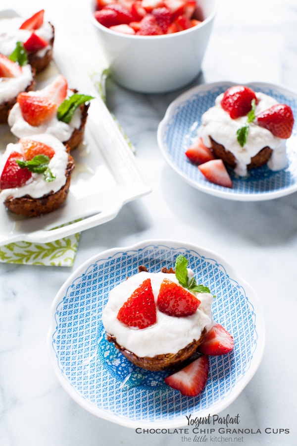 These are so cute and taste sooo good! Perfect for your next brunch with family and friends! Yogurt Parfait Chocolate Chip Granola Cups from thelittlekitchen.net These are so cute and taste sooo good! Perfect for your next brunch with family and friends! Yogurt Parfait Chocolate Chip Granola Cups from thelittlekitchen.net